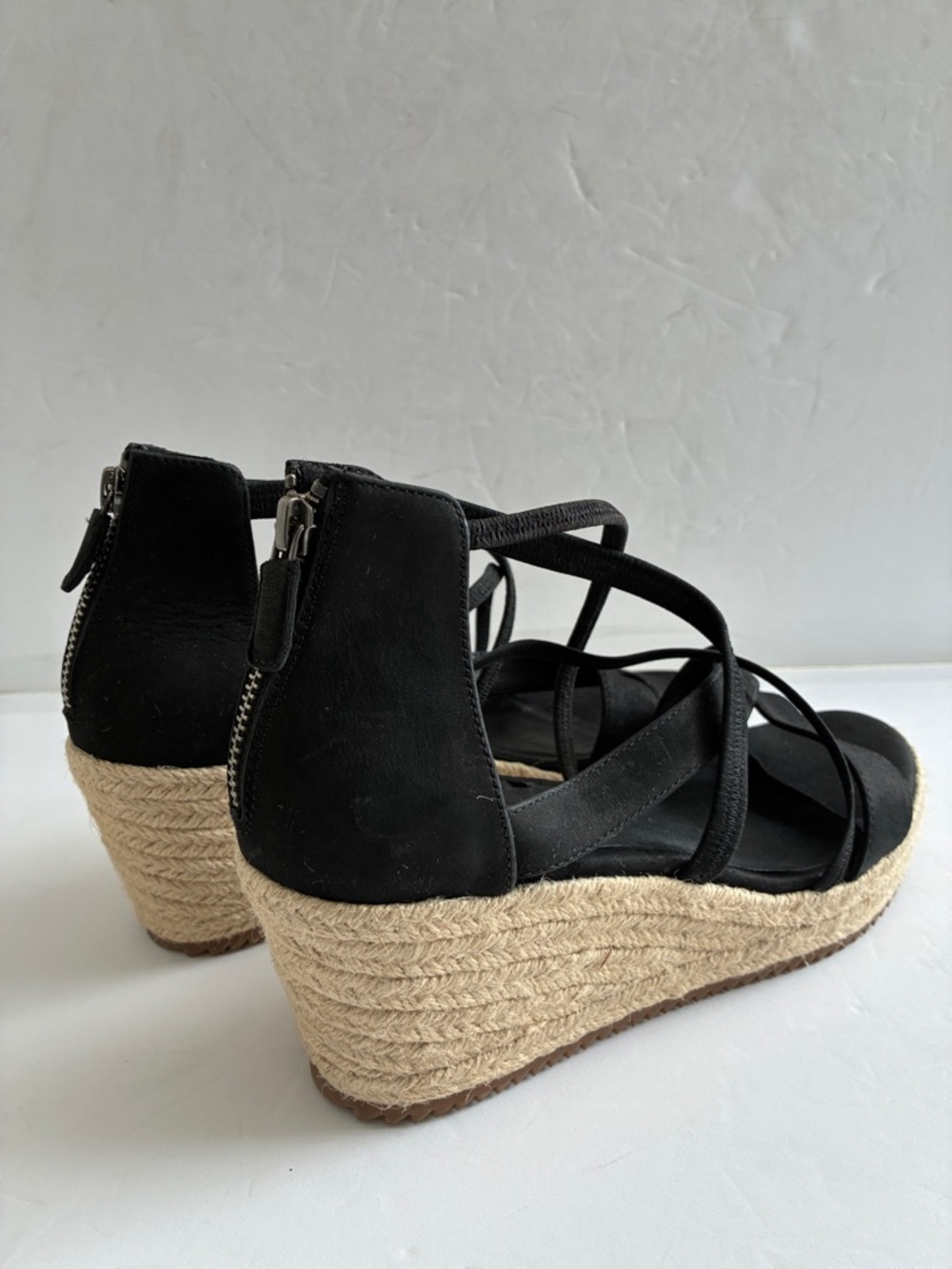 Eileen Fisher $195 Wanda Tumbled Nubuck Espadrille Suede Wedges Platform - Picture 9 of 10